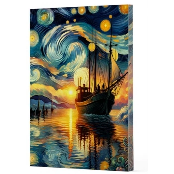 Van Gogh 2 - Gemi Çizgili Yan Boyamalı Defter