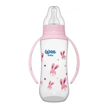 Wee Baby Silikon Emzikli Kulplu PP Biberon 270 ml - Pembe