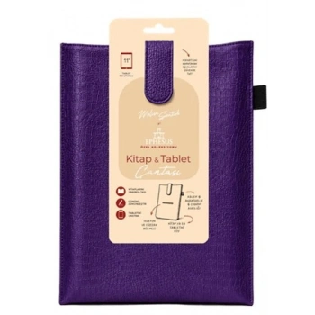 Yeni Nesil Kitap ve Tablet Çantası - Özel Deri Dokulu Mor