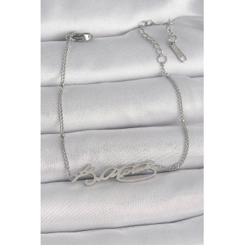 CEYLAN ADAM 316L Çelik Gümüş Renk Atatürk İmza Model Kadın Bileklik