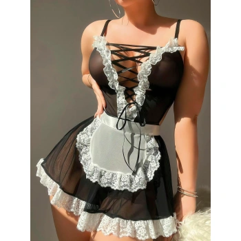 Arias Closet Tül Transparan Fantezi Hizmetçi Kostümü