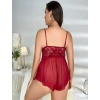 Arias Closet Büyük Beden Bordo Dantel İşlemeli Fırfırlı Fantezi Babydoll