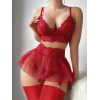 Arias Closet Kırmızı Dantelli Etekli Fantez Jartiyer Takım