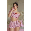 Arias Closet Pembe Çilek Desenli Şortlu Fantezi Sütyen Takımı