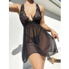 Arias Closet Siyah Göğüs Kısmı Ve Sırtı Dantel Mini Tül Fantezi Gecelik