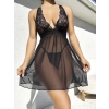Arias Closet Siyah Göğüs Kısmı Ve Sırtı Dantel Mini Tül Fantezi Gecelik