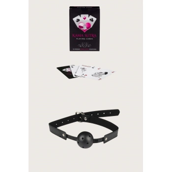 Arias Closet Sexy Görselli Oyun Kartı Kama Sutra Siyah Ağız Topu Set