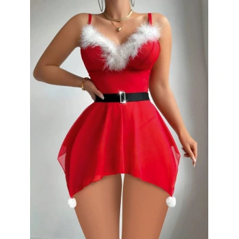 Arias Closet Yılbaşı Özel Kırmızı Fantezi Tül Gecelik