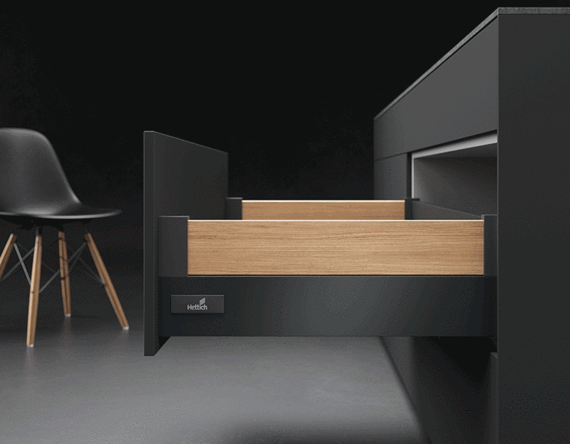 Hettich IT Atıra Tek Bordürlü Frenli Ray - 176 mm