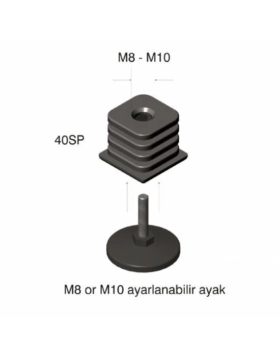 40X40MM ALÜMİNYUM KARE AYAK