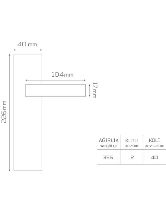 KUMRUCAN-250 Aynalı Kapı Kolu