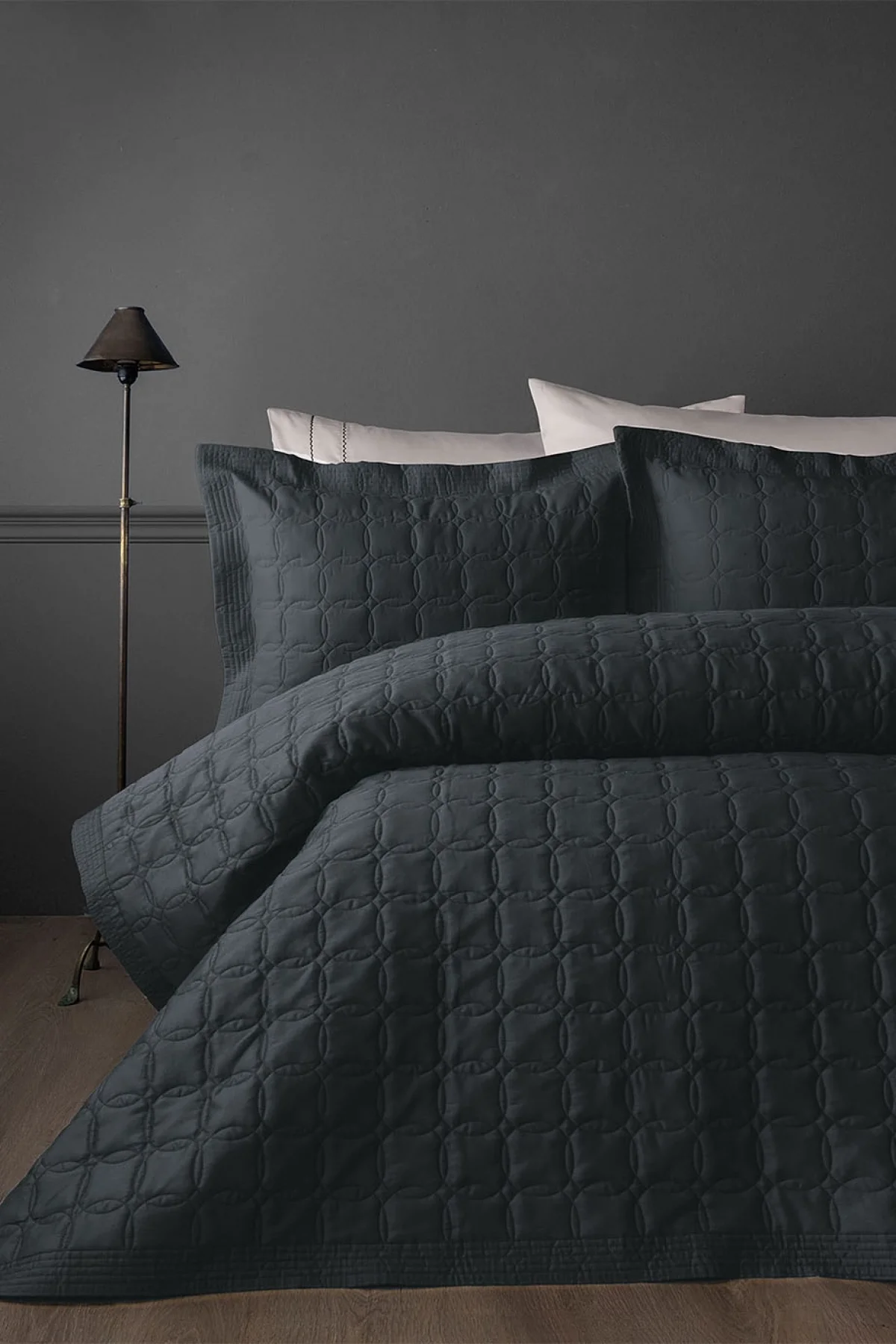 Canello Fume Toned Craft 210 TC (82 Tel) Pamuk Saten Yatak Örtüsü Tek Kişilik