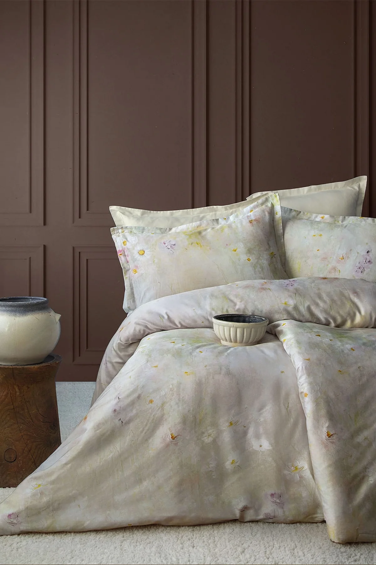 Pietra 300 TC (120 Tel) Dijital Pamuk Saten Nevresim Takımı Çift Kişilik