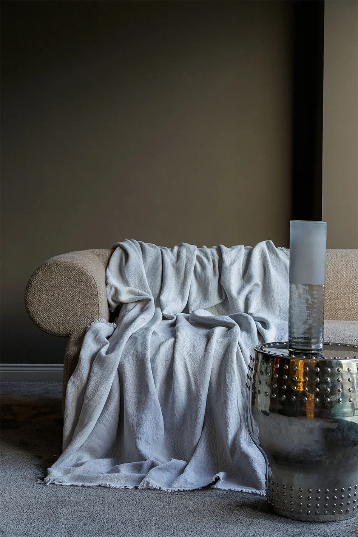 Ruletta Blue Jakarlı Kumaş Koltuk Şalı (180*240 cm)