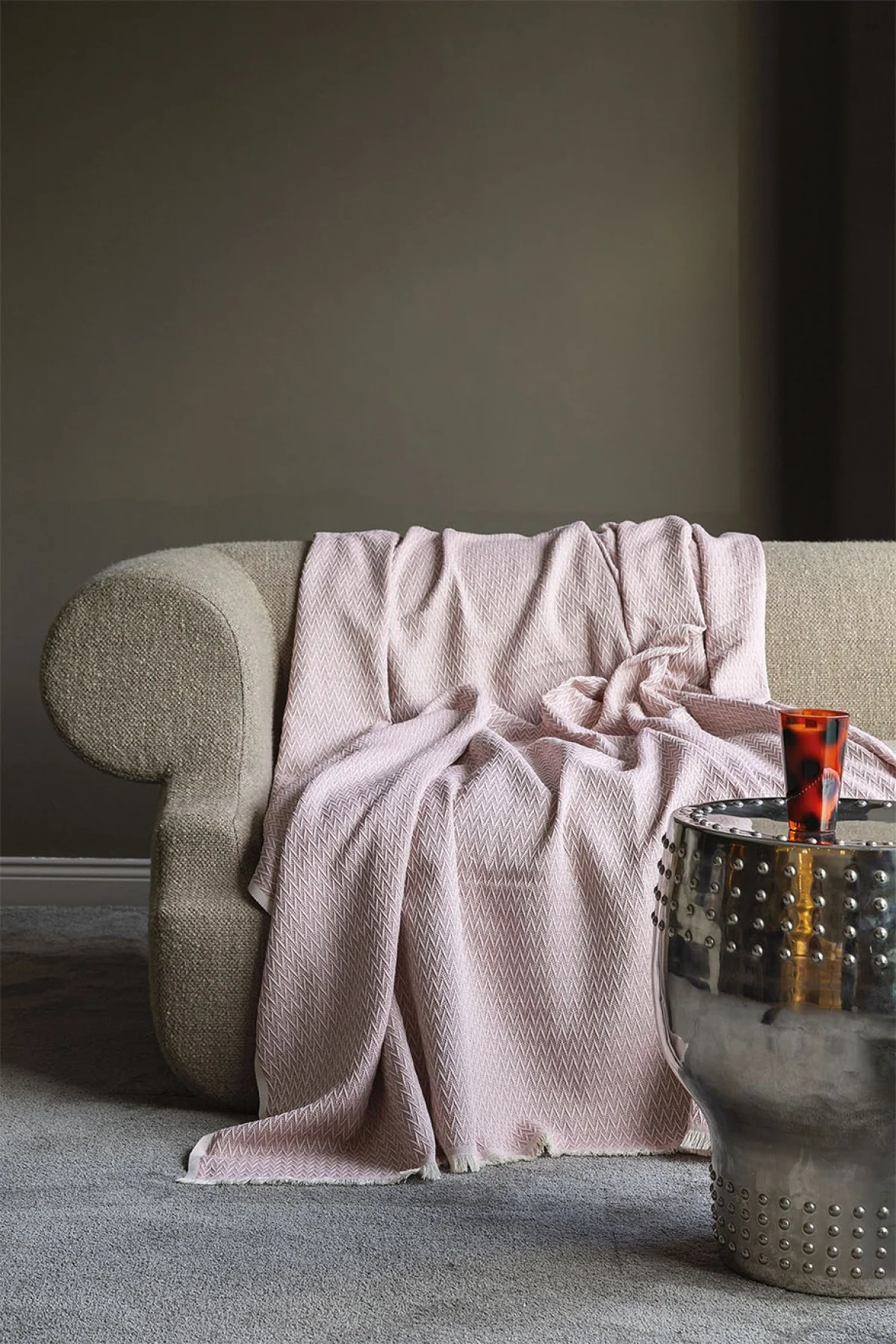 Pierro Powder Jakarlı Kumaş Koltuk Şalı (200*230 cm)