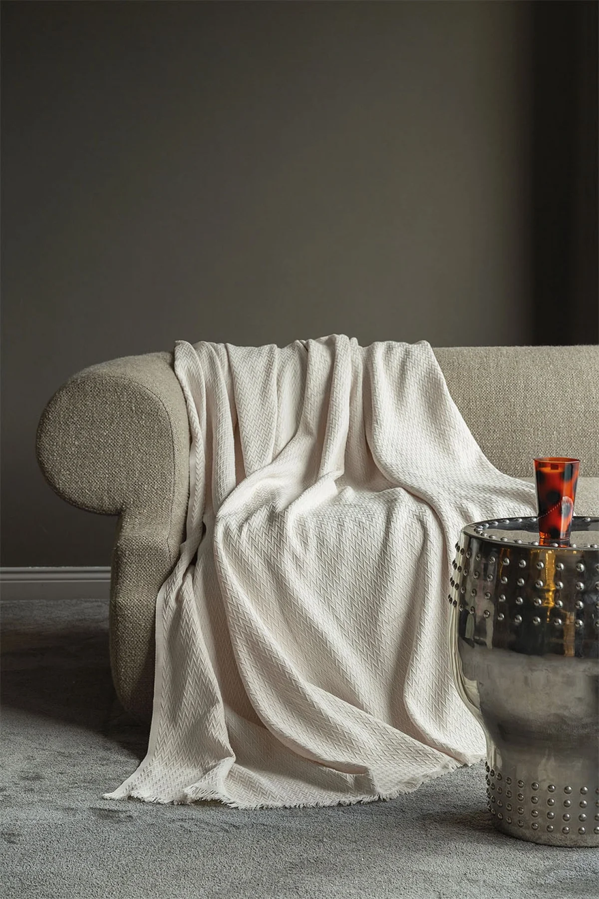 Pierro Natural Jakarlı Kumaş Koltuk Şalı (200*230 cm)