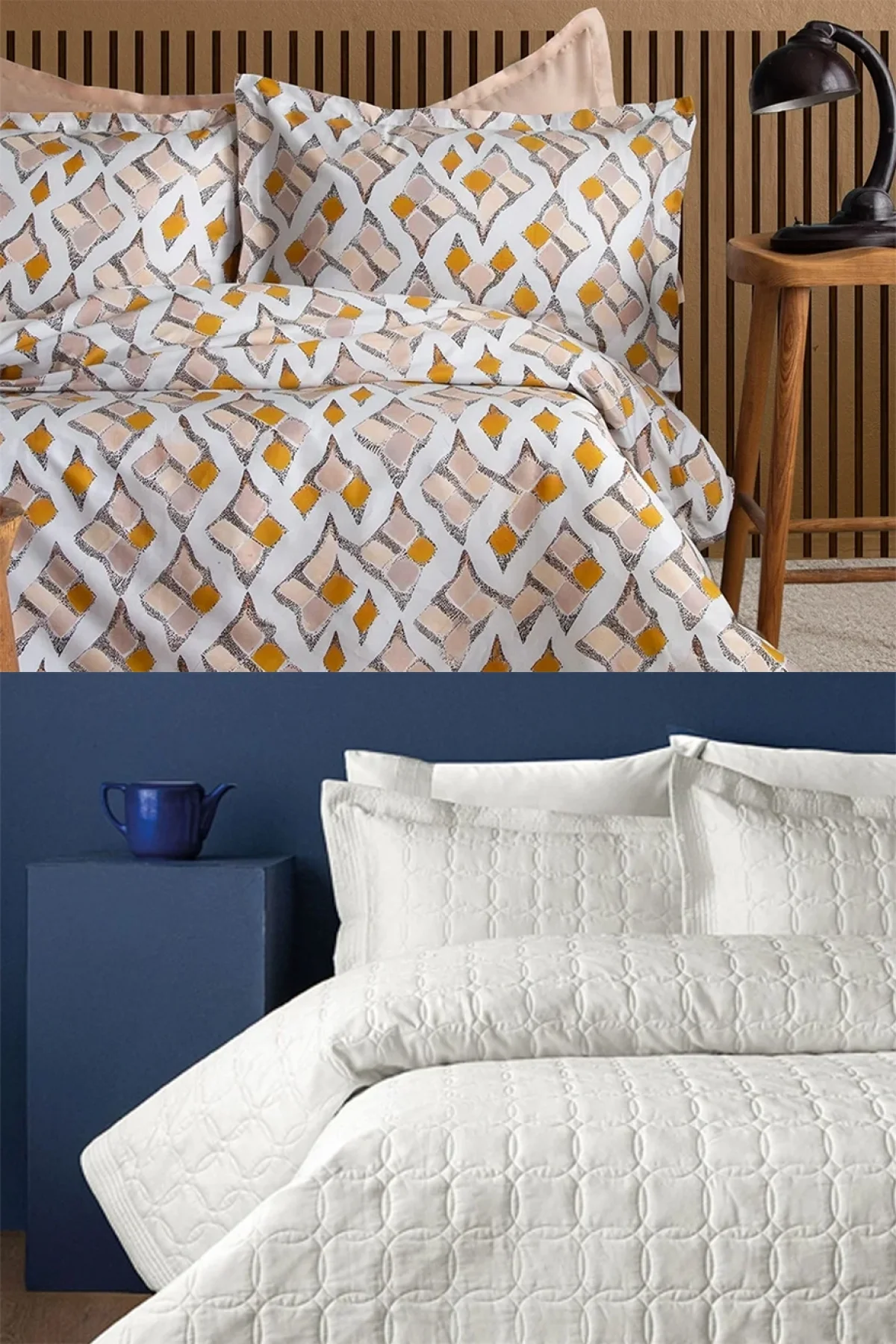 Modern Krem Nevresim & Yatak Örtüsü Seti