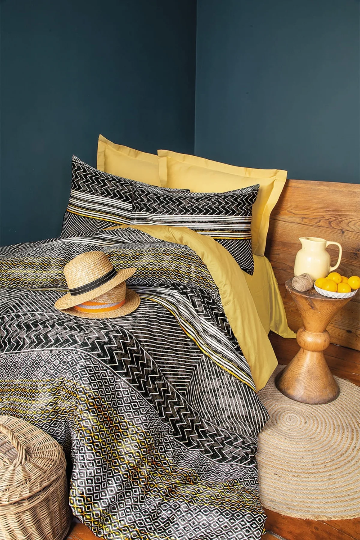 Afre 210 TC (83 Tel) Dijital Pamuk Saten Çift Kişilik Nevresim Takımı