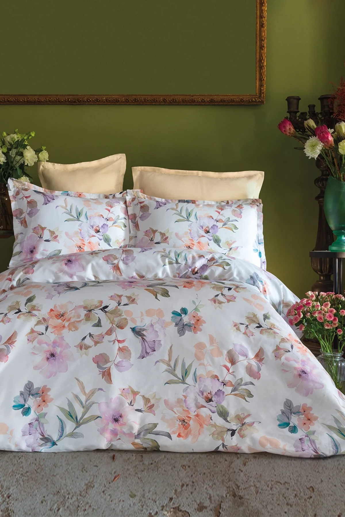 Dione 300 TC (120 Tel) Dijital Pamuk Saten Nevresim Takımı Çift Kişilik