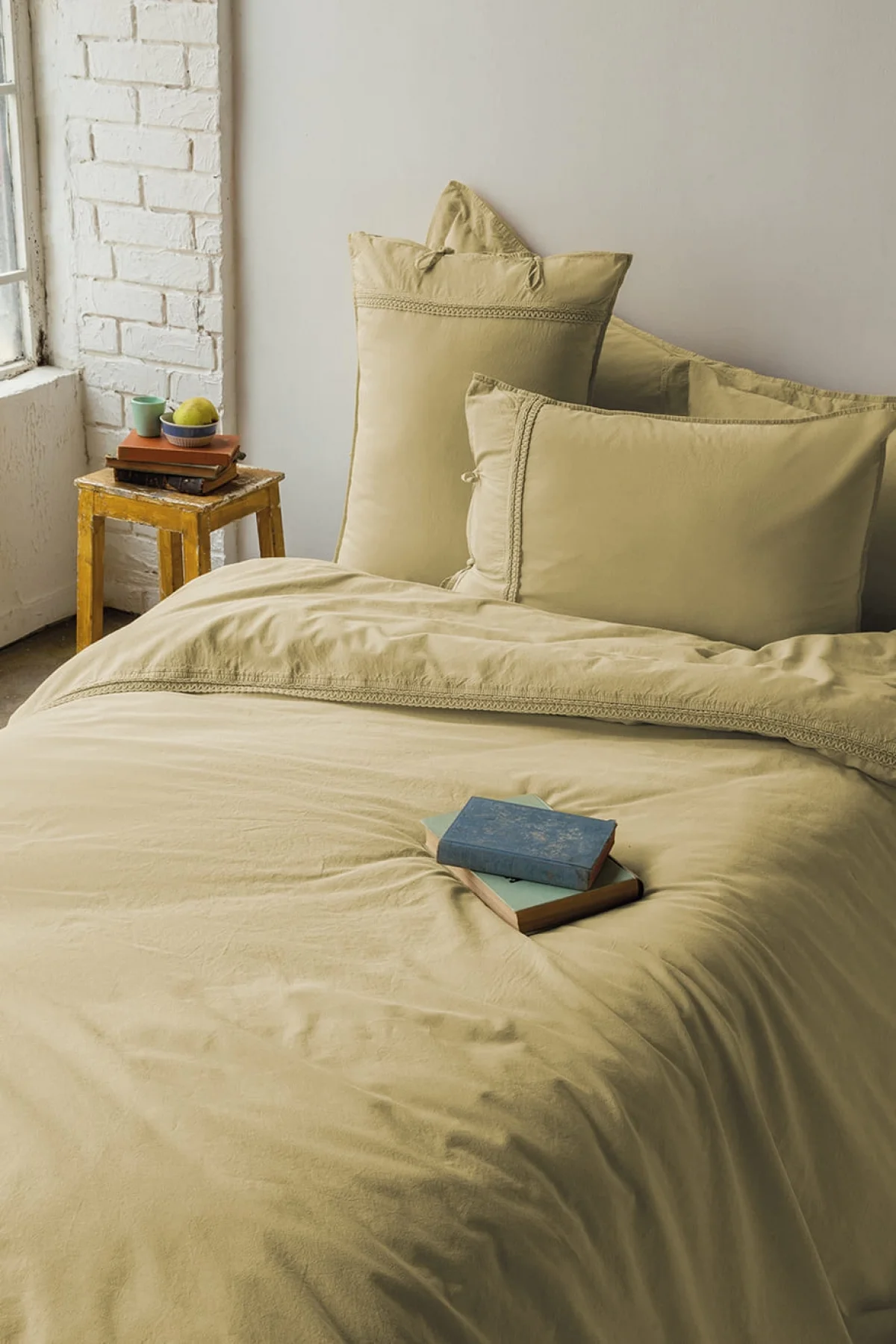 Drope Saphron Yıkanmış %100 Pamuk Poplin  Çift Kişilik Nevresim Takımı