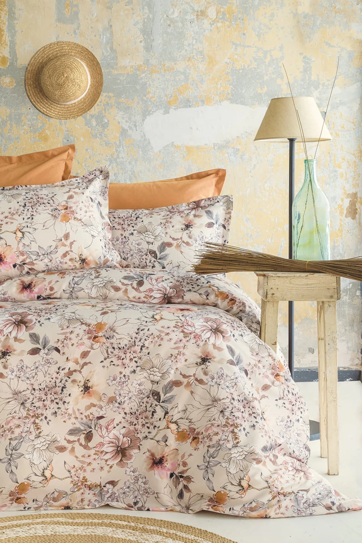 Florantin 210 TC (83 Tel) Dijital Pamuk Saten Nevresim Takımı Çift Kişilik