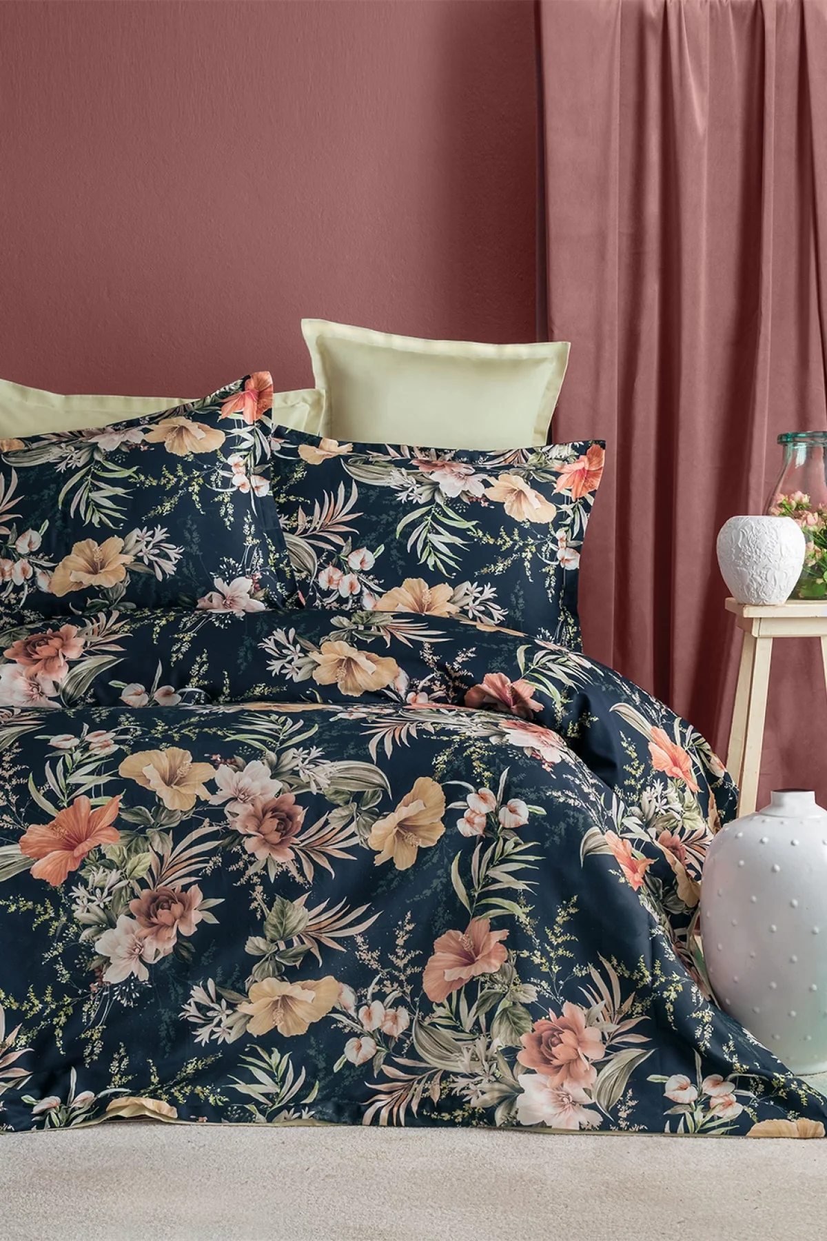 Livia 210 TC (83 Tel) Dijital Pamuk Saten Çift Kişilik Nevresim Takımı