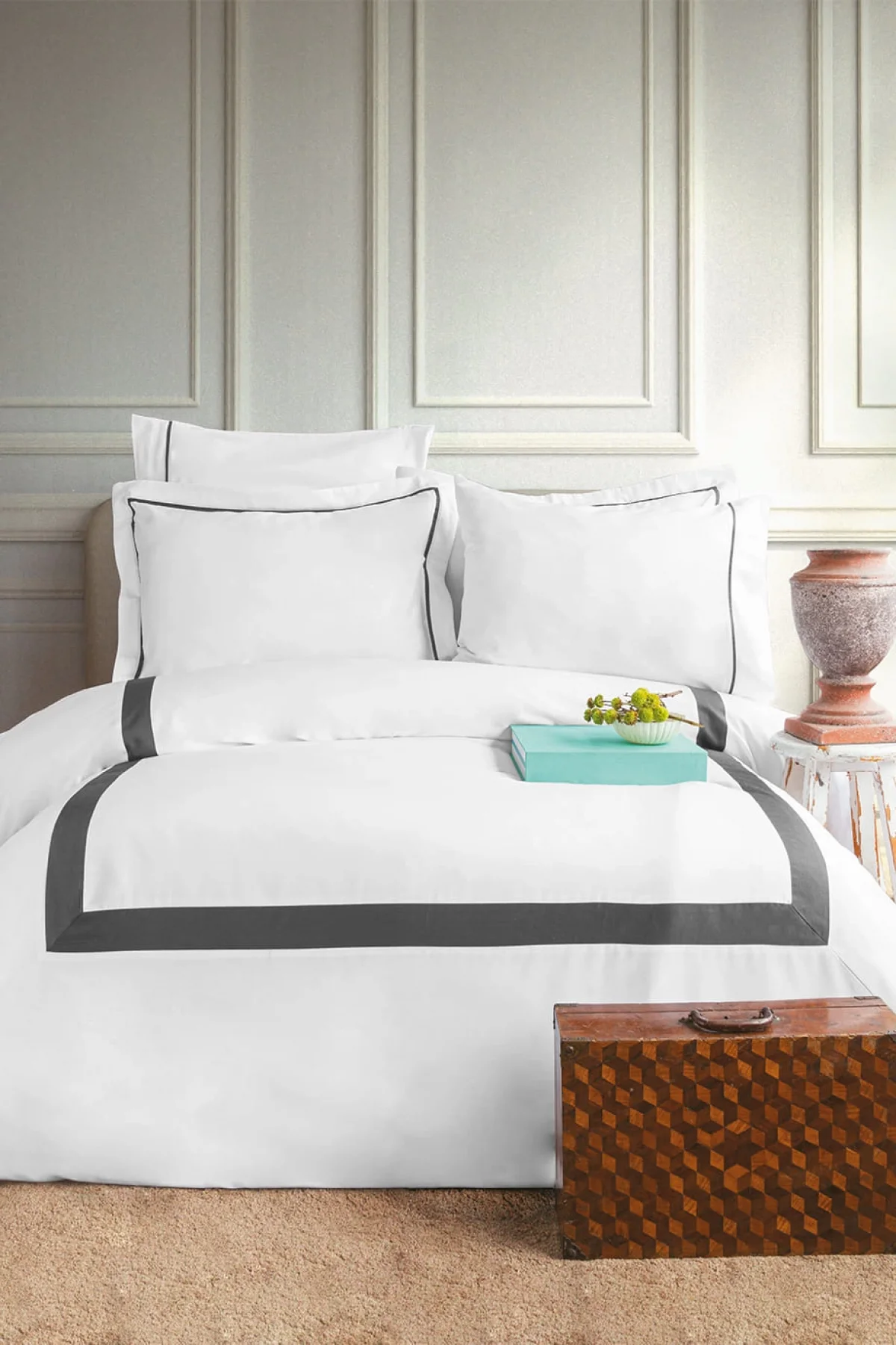 Malones 300 TC (120 Tel) Pamuk Saten Nevresim Takımı Çift Kişilik