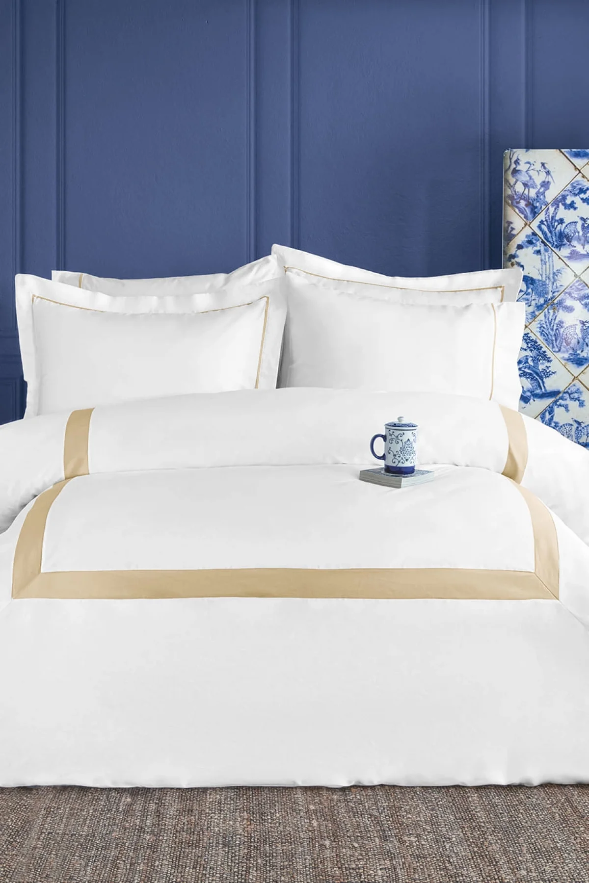 Malones Beige 300 TC (120 Tel) Pamuk Saten Nevresim Takımı Çift Kişilik