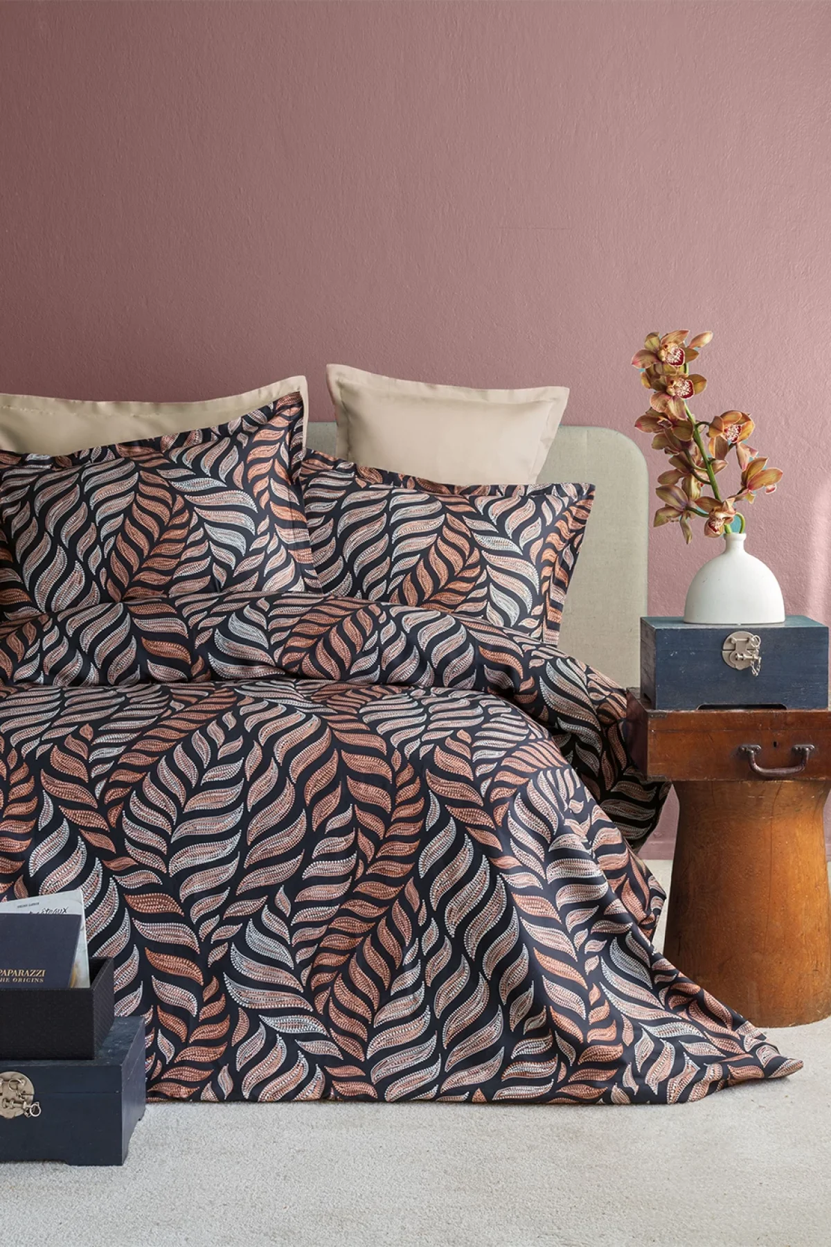 Moss 210 TC (83 Tel) Dijital Pamuk Saten Çift Kişilik Nevresim Takımı