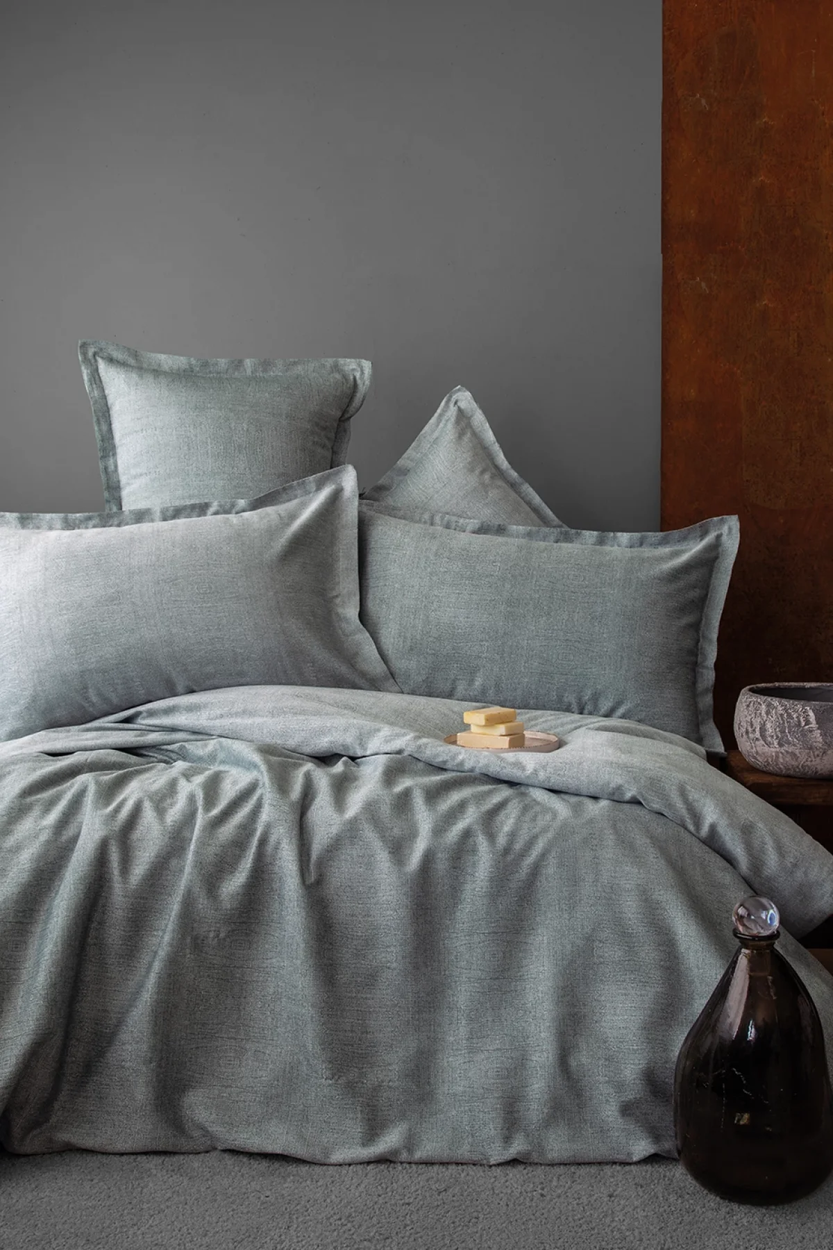 Oyster %35 TENCEL™ Lyocell %65 Pamuk İpliği Boyalı Jakarlı Nevresim Takımı King Size