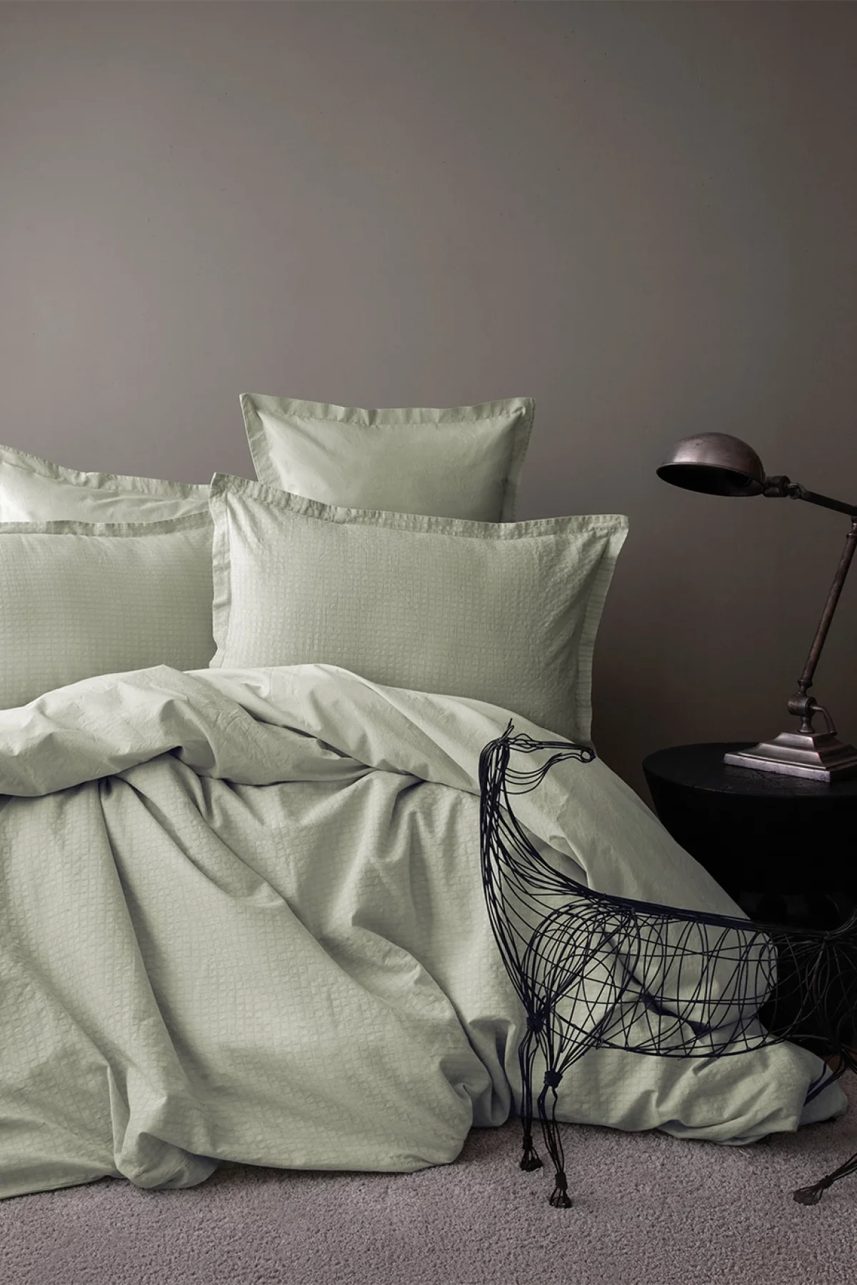 Petite Jakarlı Yıkanmış %100 Pamuk Poplin Nevresim Takımı Çift Kişilik