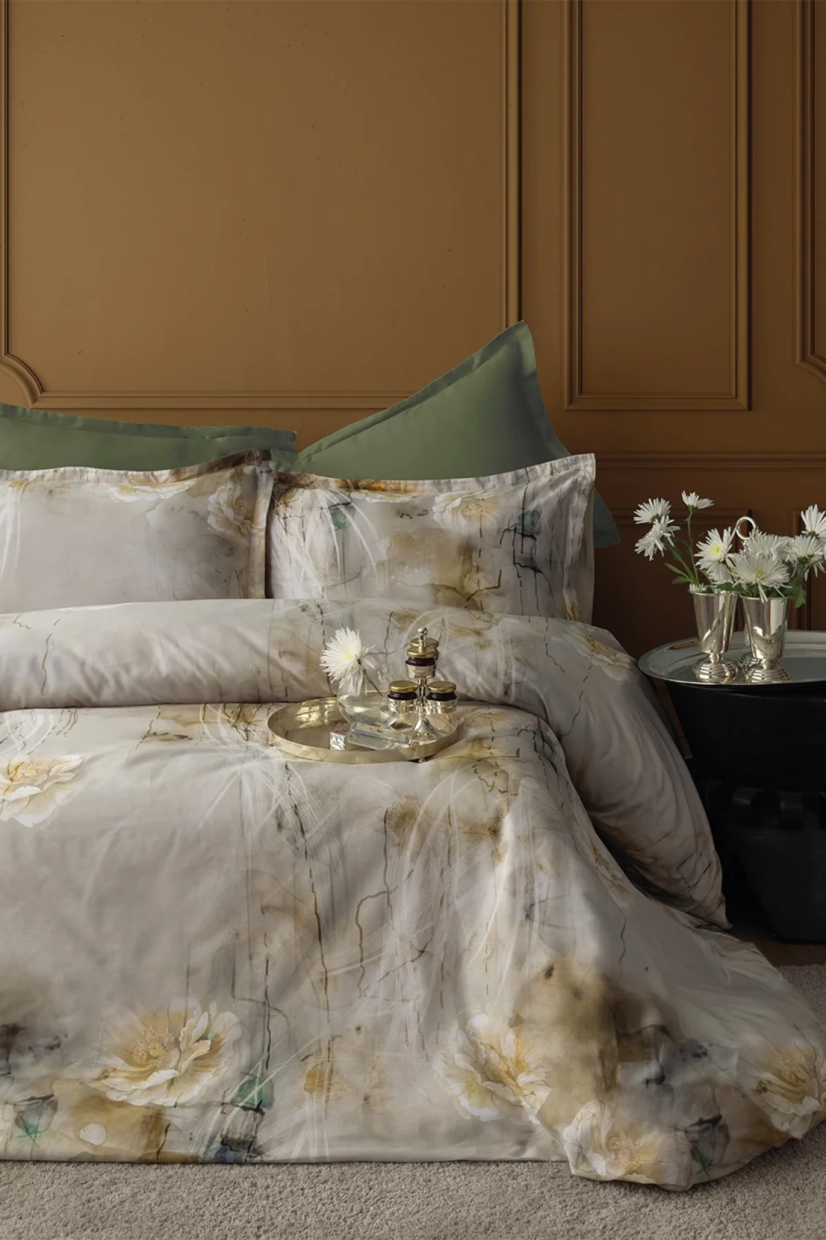 Rivoli 210 TC (83 Tel) Dijital Pamuk Saten Nevresim Takımı Aile Seti