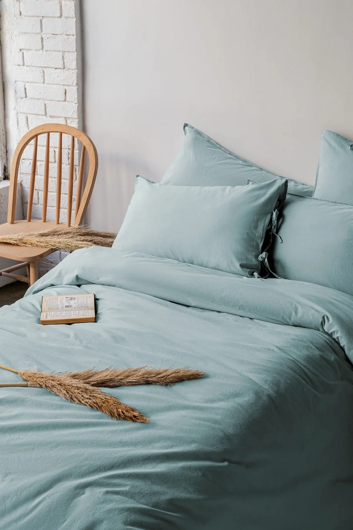 Savanna Yıkanmış %100 Pamuk Poplin Mint King Size Nevresim Takımı