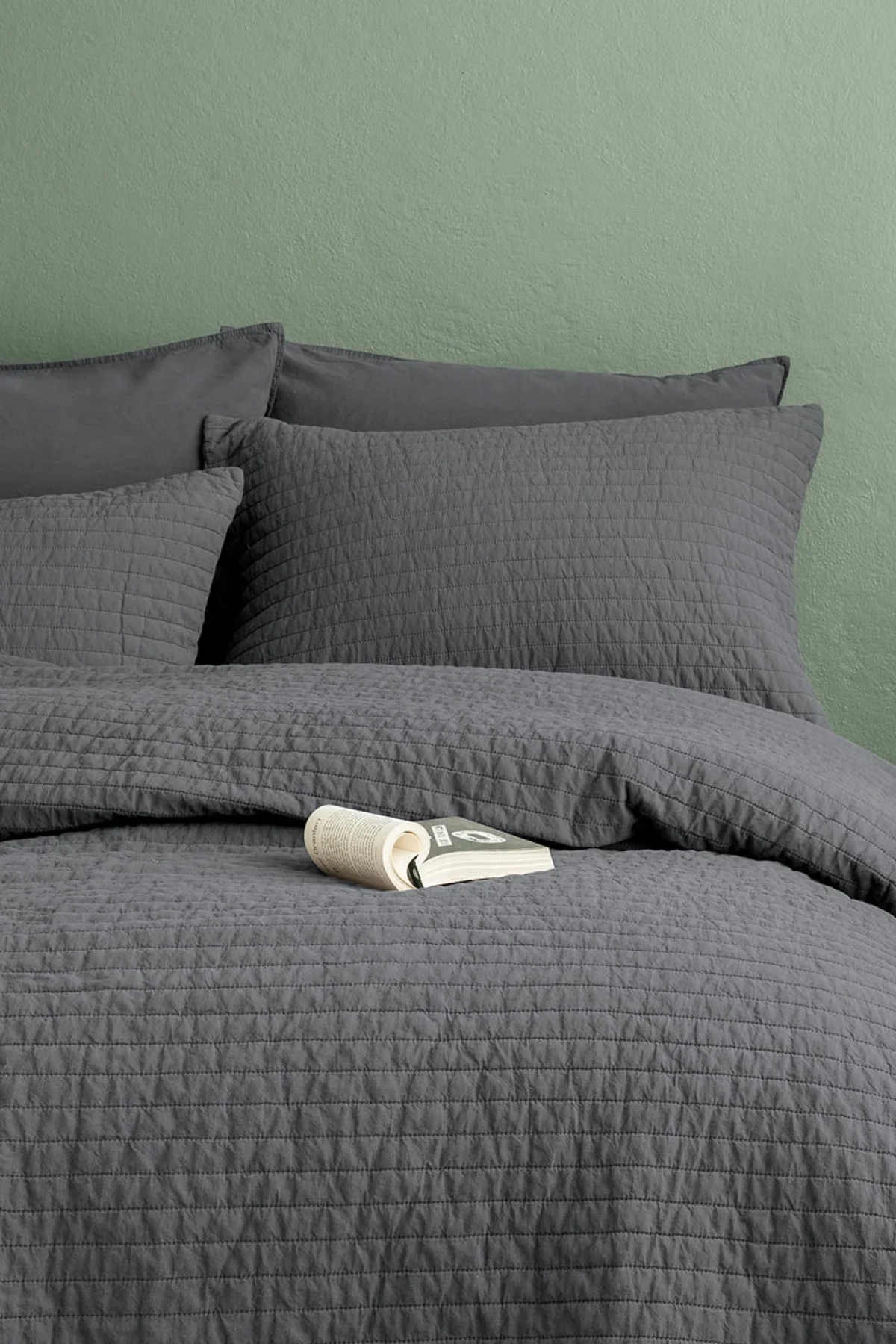 Savanna Yıkanmış Antrasit %100 Pamuk Poplin Yatak Örtüsü 180*260Cm