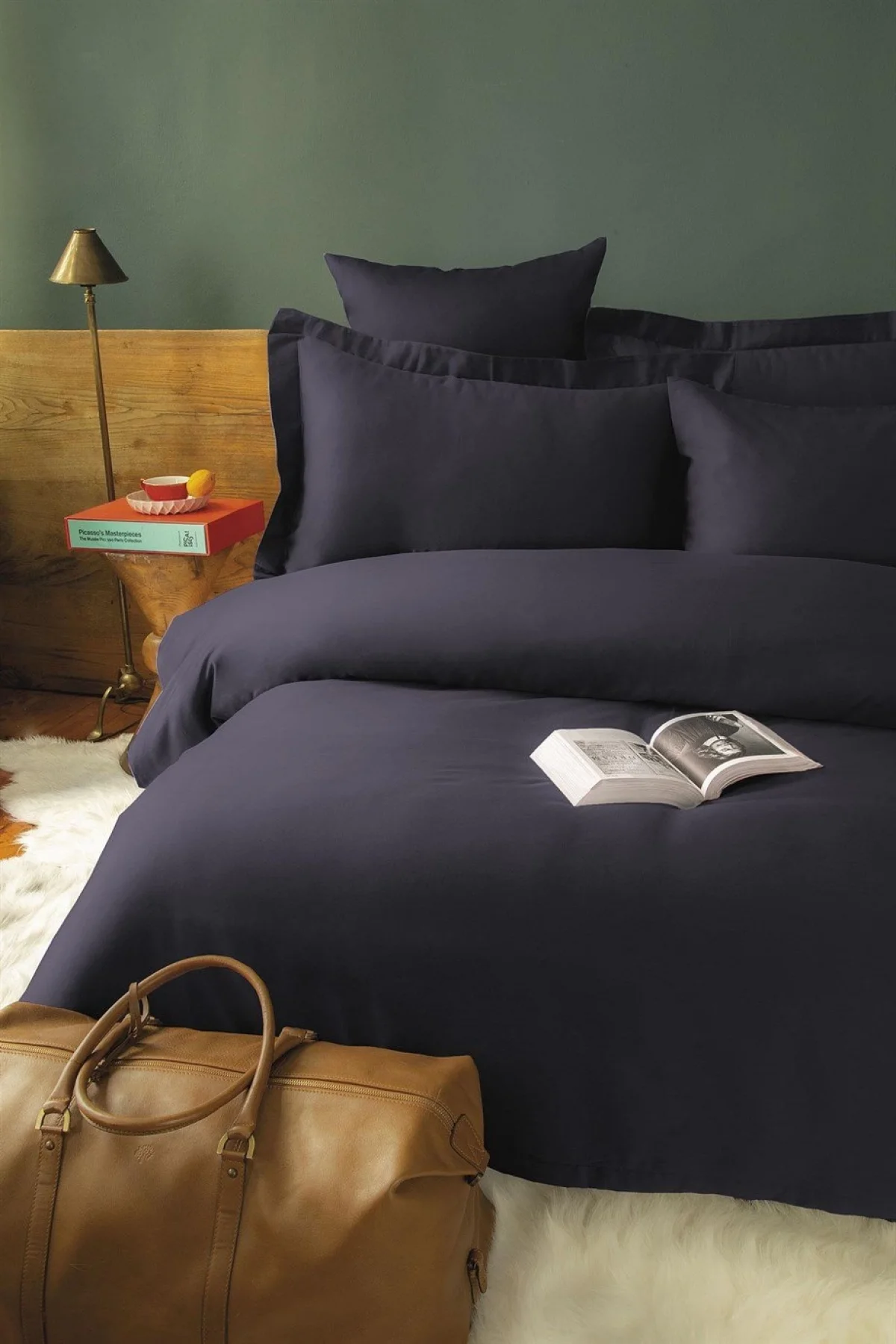 Simply Antrasit 210 TC (83 Tel) Pamuk Saten Nevresim Takımı Aile Seti