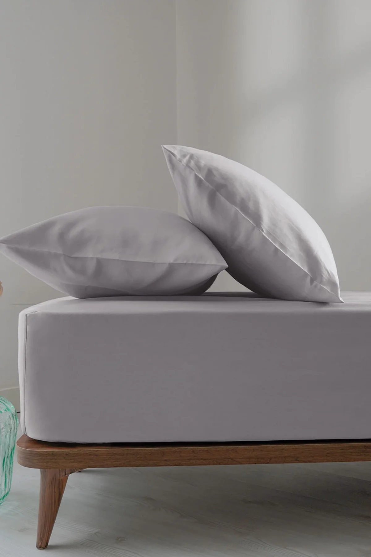 Simply ice Grey Pamuk Saten Fitted Set 160*200/50*70