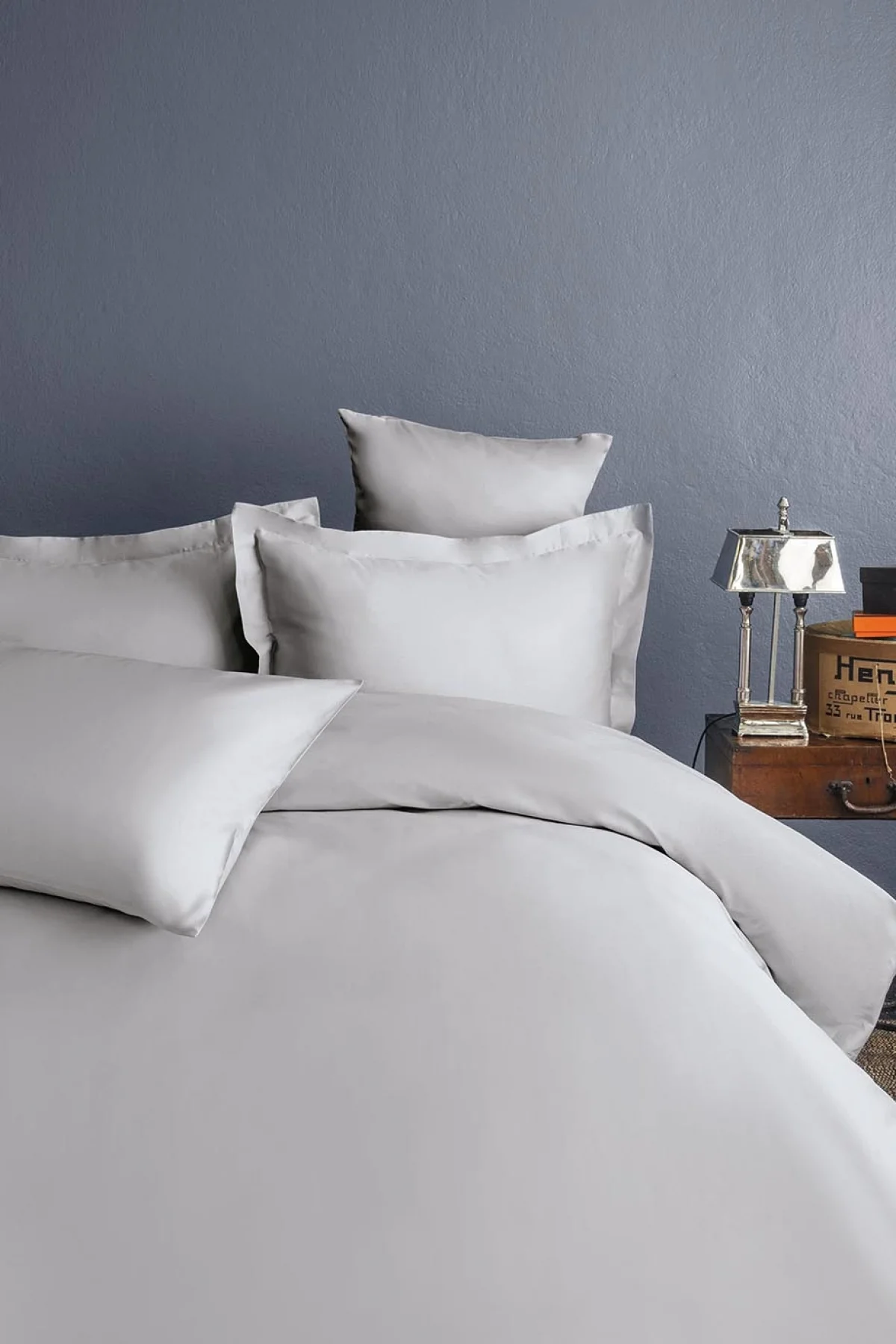 Simply ice Grey Pamuk Saten Nevresim Takımı Aile Seti