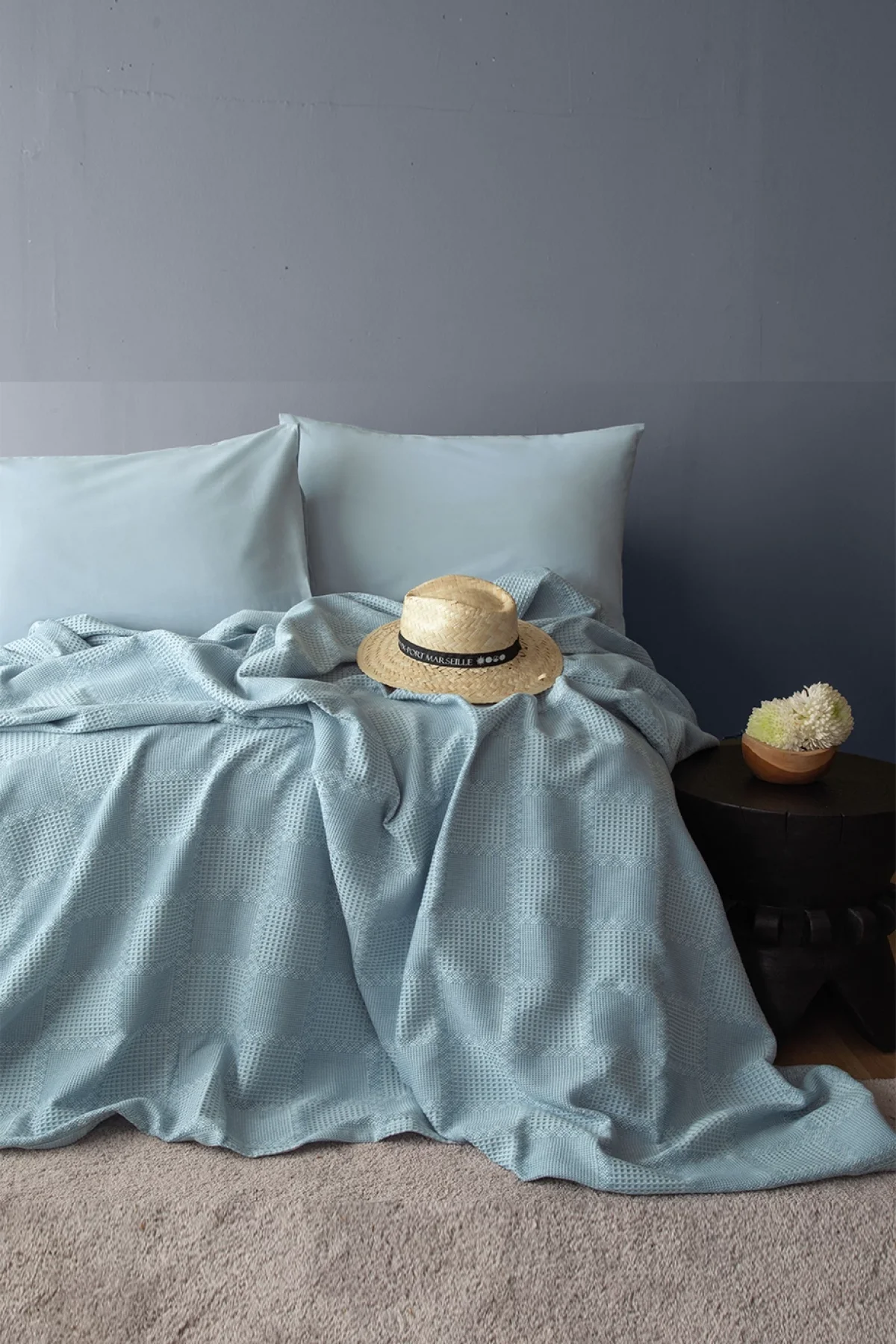 Summer Punch Mavi Tek Kişilik %100 Pamuk Pike Seti