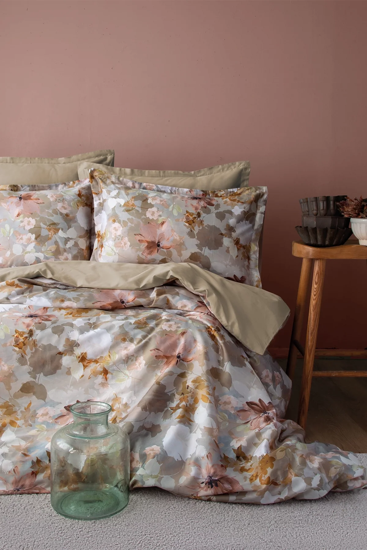 Swan 210 TC (83 Tel) Dijital Pamuk Saten Çift Kişilik Nevresim Takımı