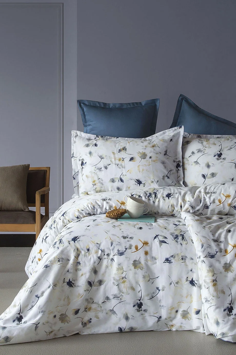 Crecia 210 TC (83 Tel) Dijital Pamuk Saten Nevresim Takımı King Size