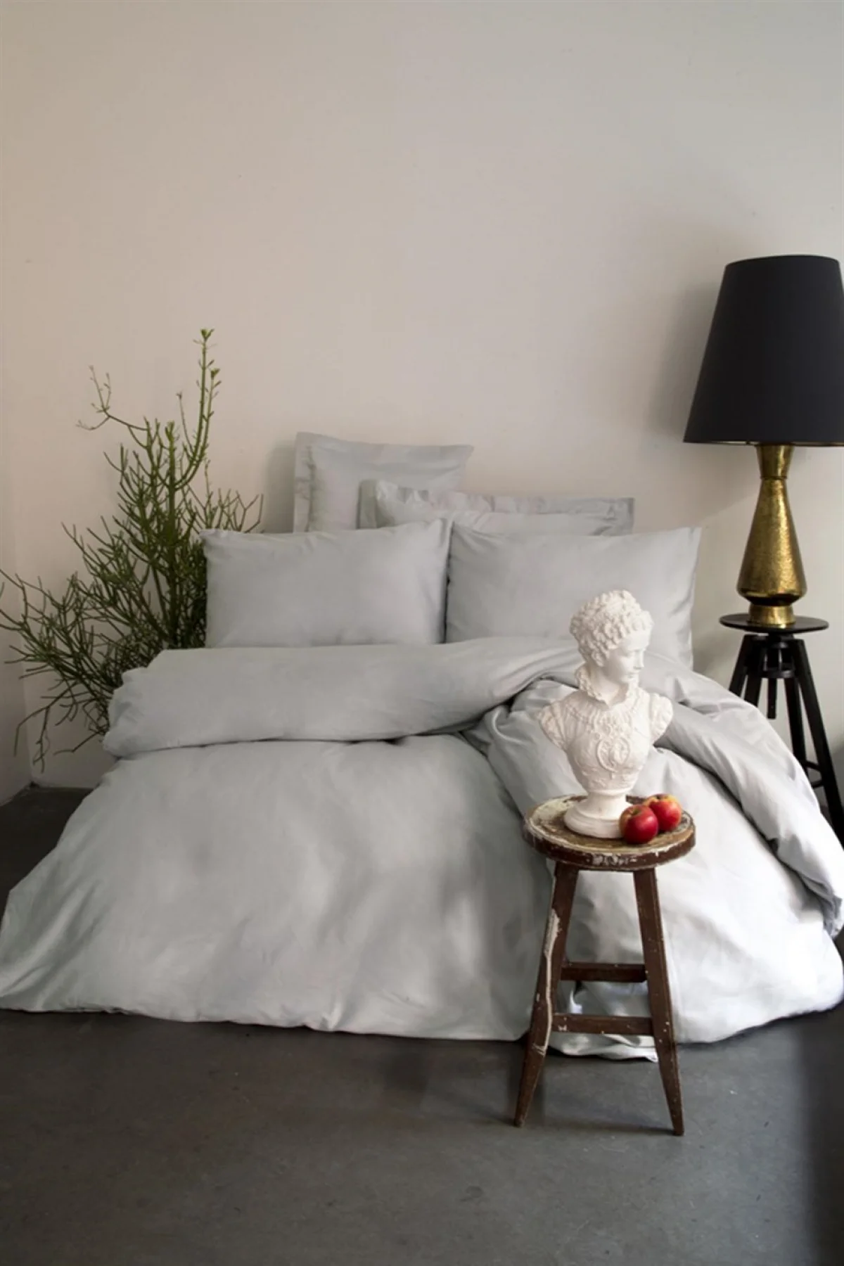 Simply Gri 200 TC (80 Tel) Pamuk Saten Nevresim Takımı Aile Seti