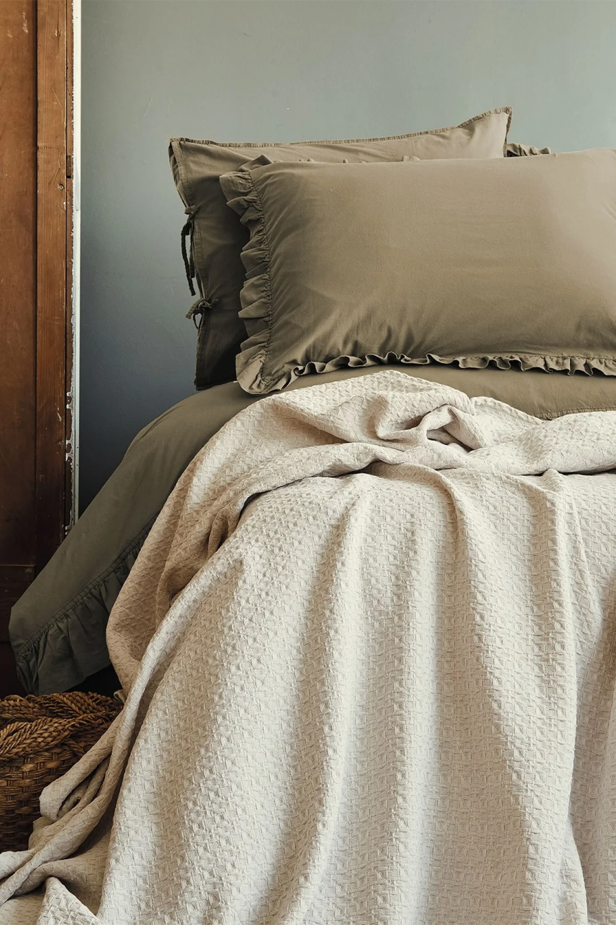 Brooke Krem %100 Pamuk Pike 220*240 Cm