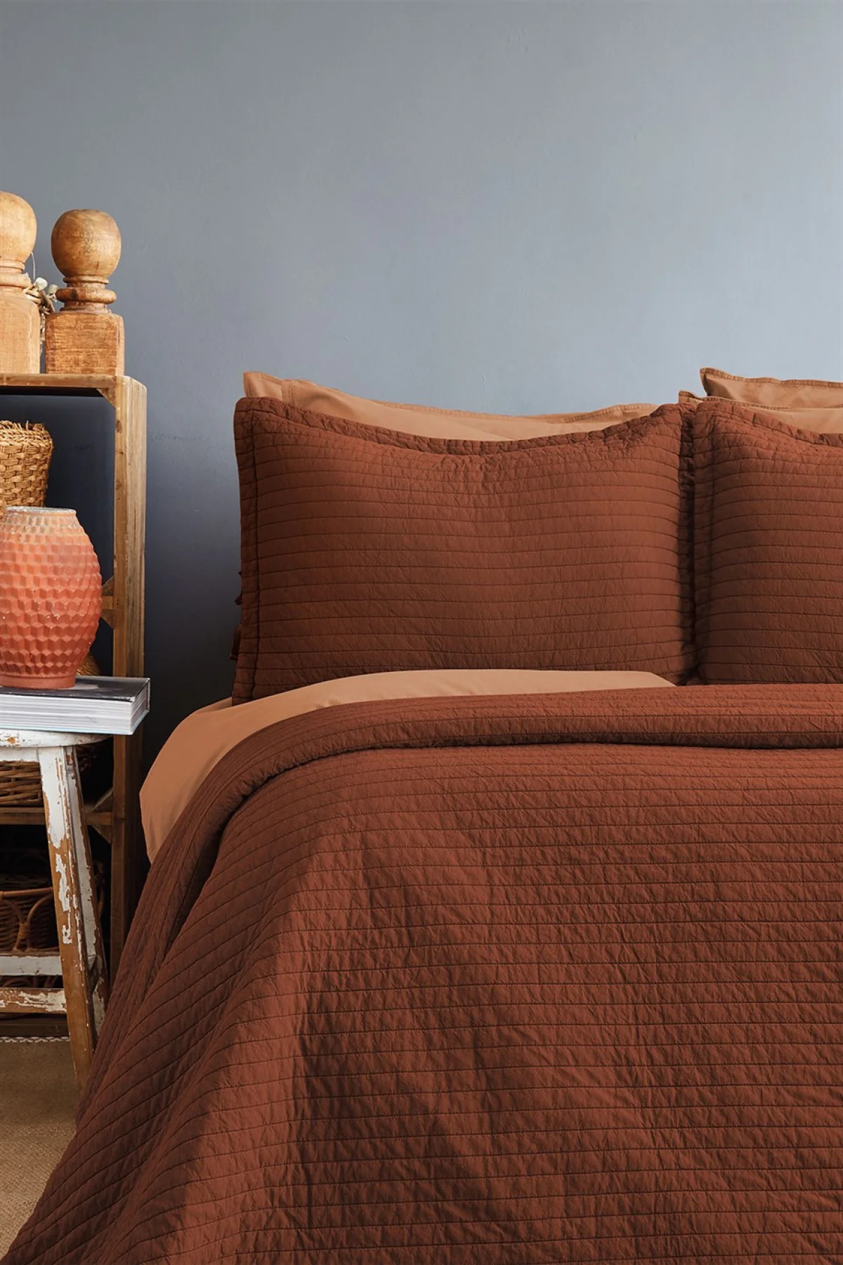 Savanna Yıkanmış %100 Pamuk Poplin Bakir Yatak Örtüsü