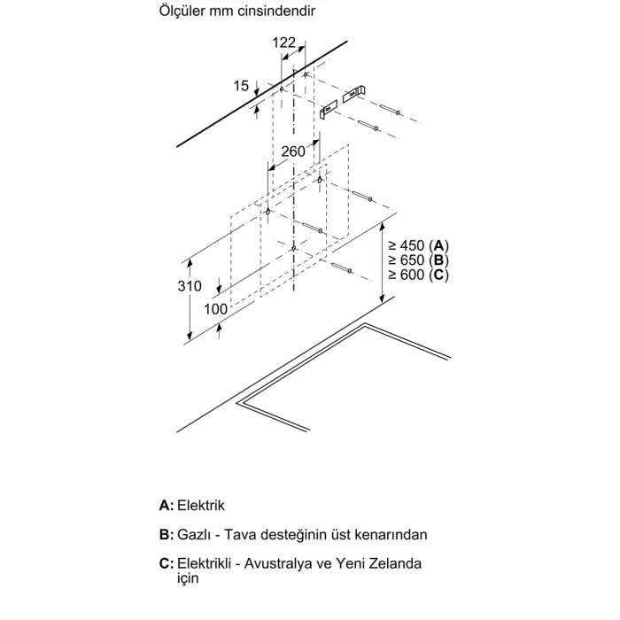 Siemens LC63KPJ20T 60 cm Beyaz Cam Davlumbaz