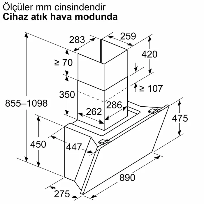 Siemens LC91KLT60 90 cm Siyah Cam Home Connect Davlumbaz