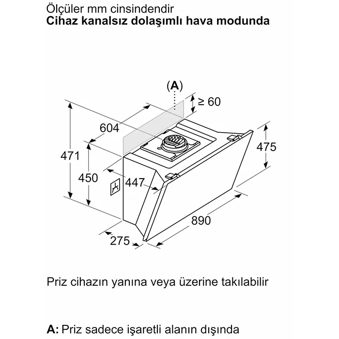 Siemens LC91KLT60 90 cm Siyah Cam Home Connect Davlumbaz