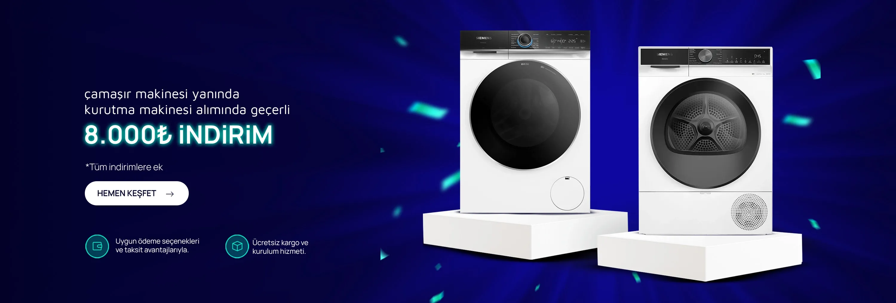 Çamaşır makinesi yanında kurutma makinesi alımında geçerli 8000tl indirim resim