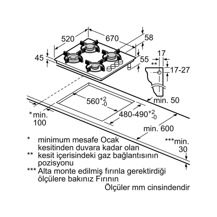 Siemens EO7C2PO12O 67 cm Beyaz Cam Ankastre Ocak