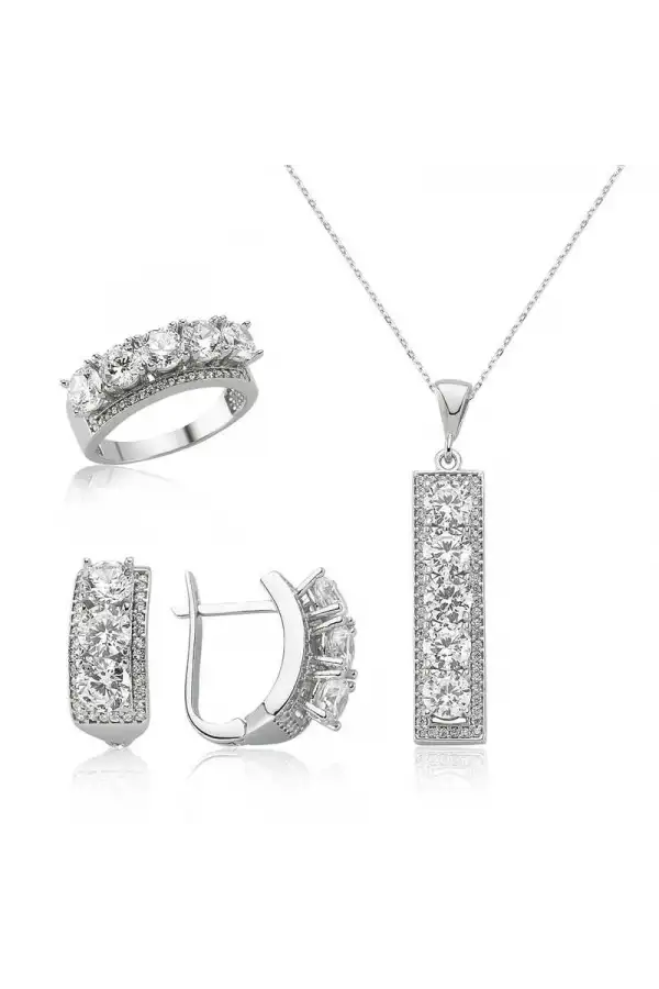 Gümüş 5 Taş Bayan Set