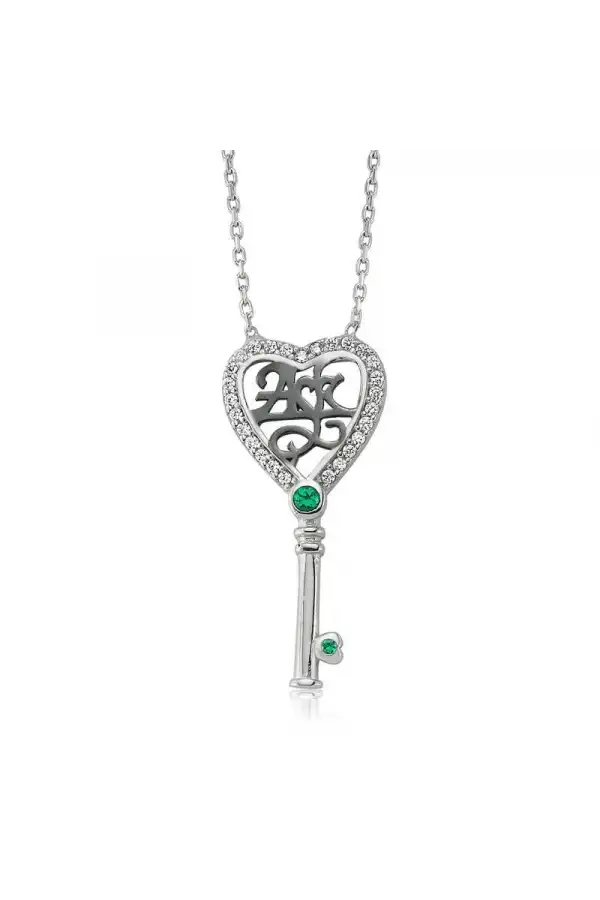 Gümüş Aşk Yazılı Anahtar Bayan Kolye
